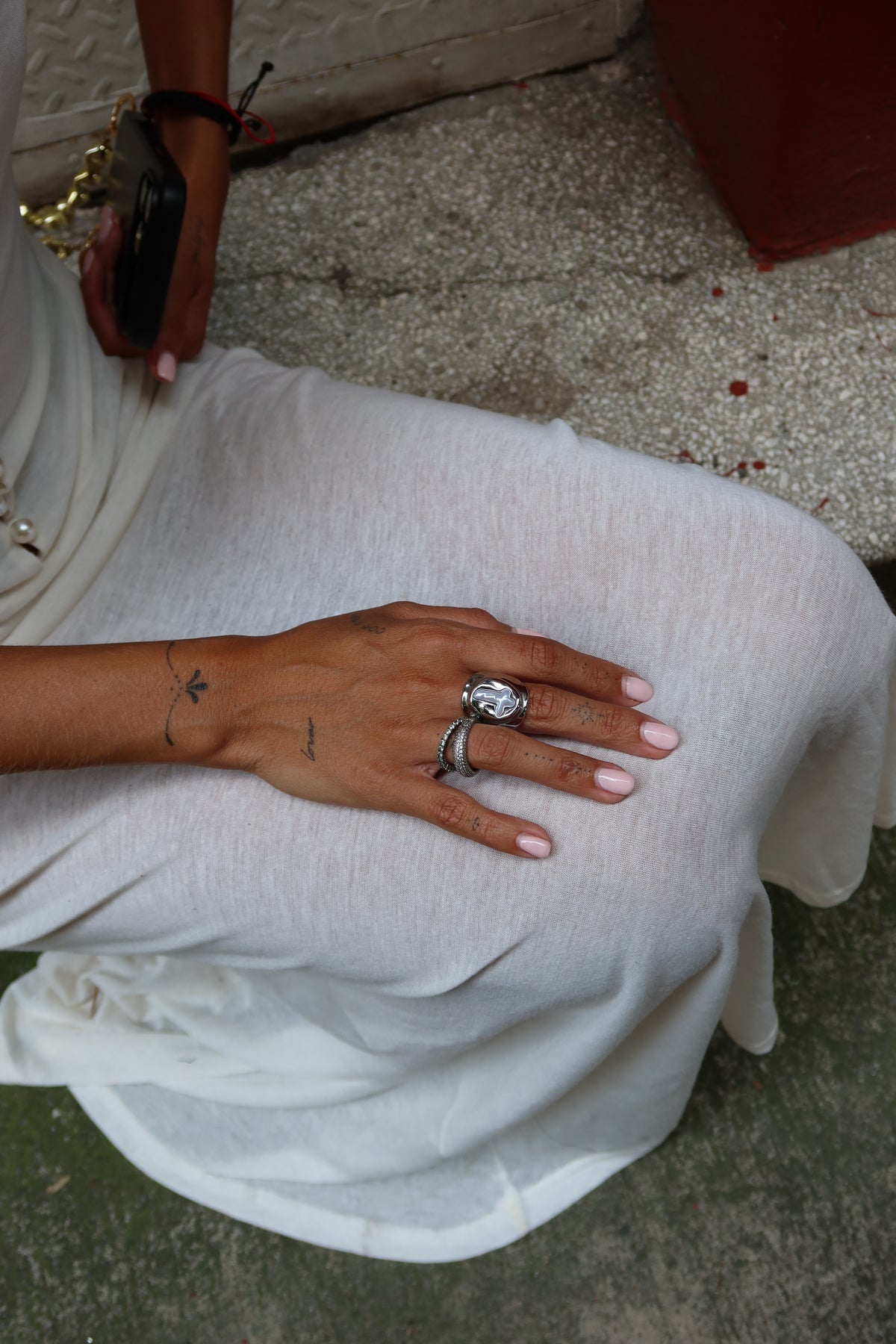 PEARL CROSS RING