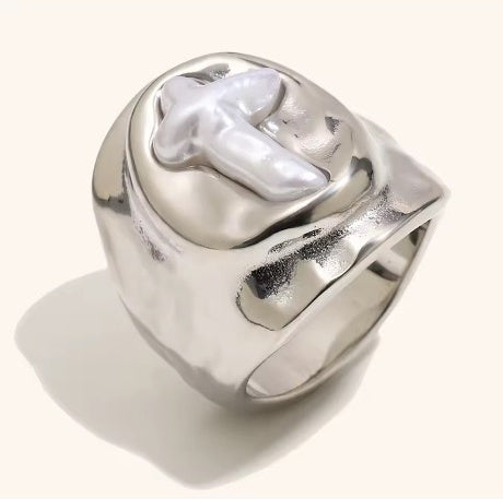 PEARL CROSS RING — Femera